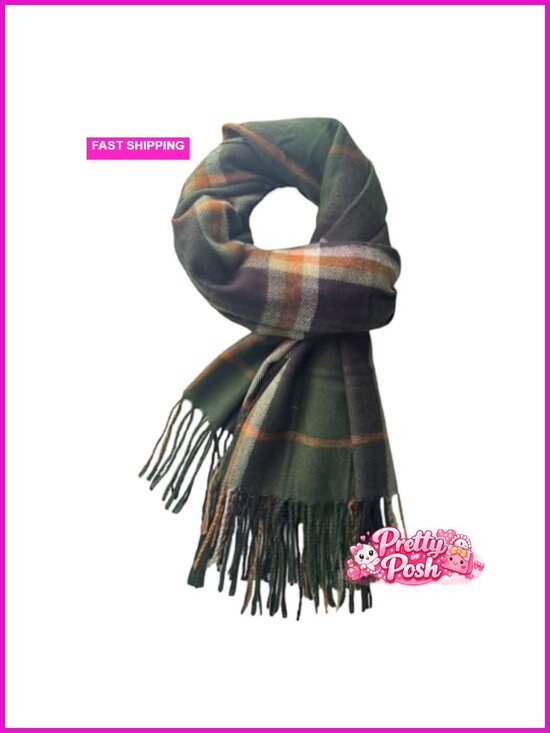 Accessories - Oversized Plaid Blanket Scarf Tassel Warm Winter Shawl Wrap